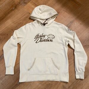 Harley-Davidson Women’s White/Cream Stitched Hoodie | Size Medium